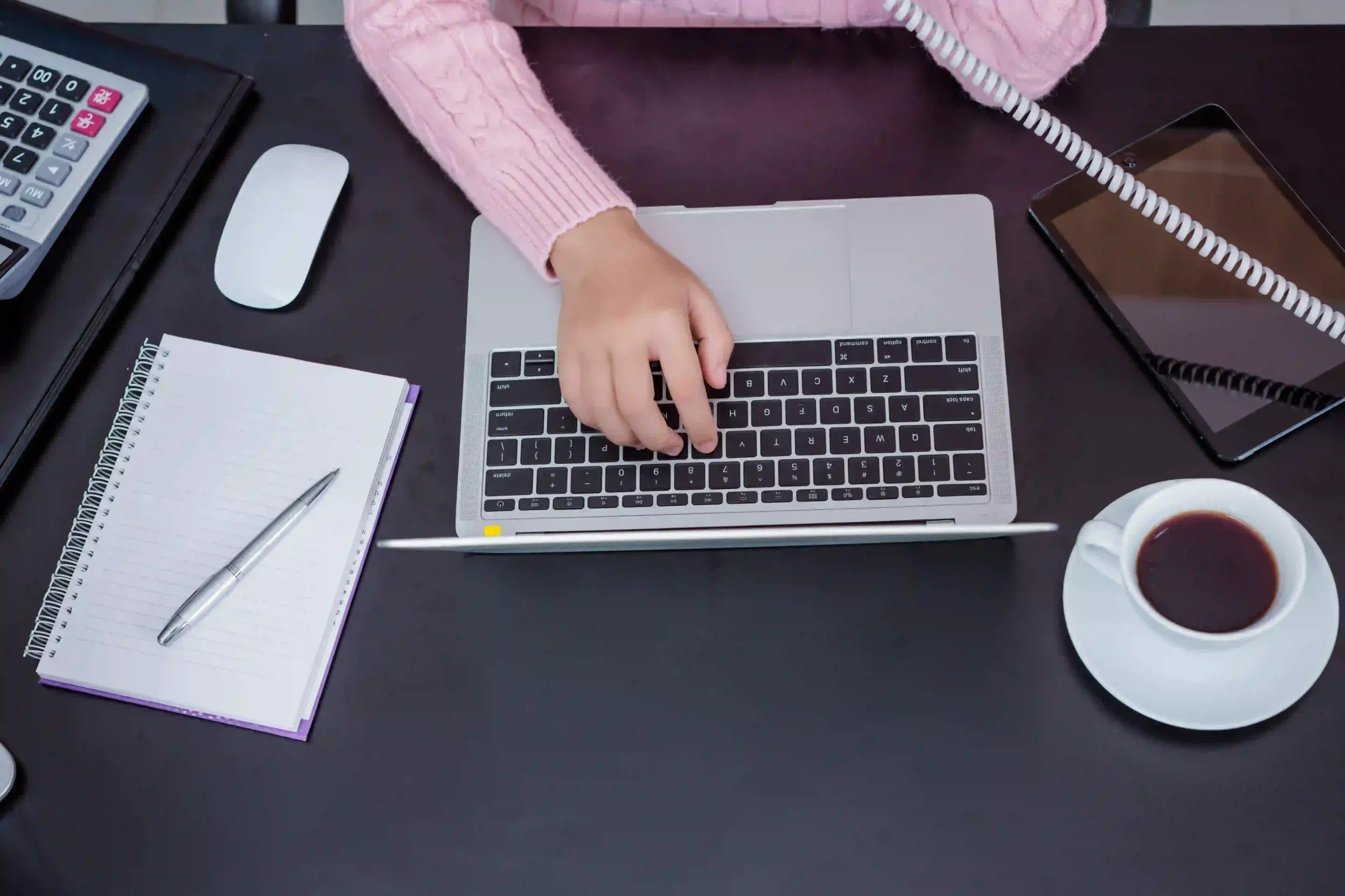 young woman working office